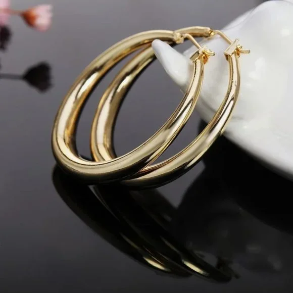 925 Sterling Silver 3.5cm Round Earrings High Quality Circle Hoop Earrin… - Picture 1 of 3